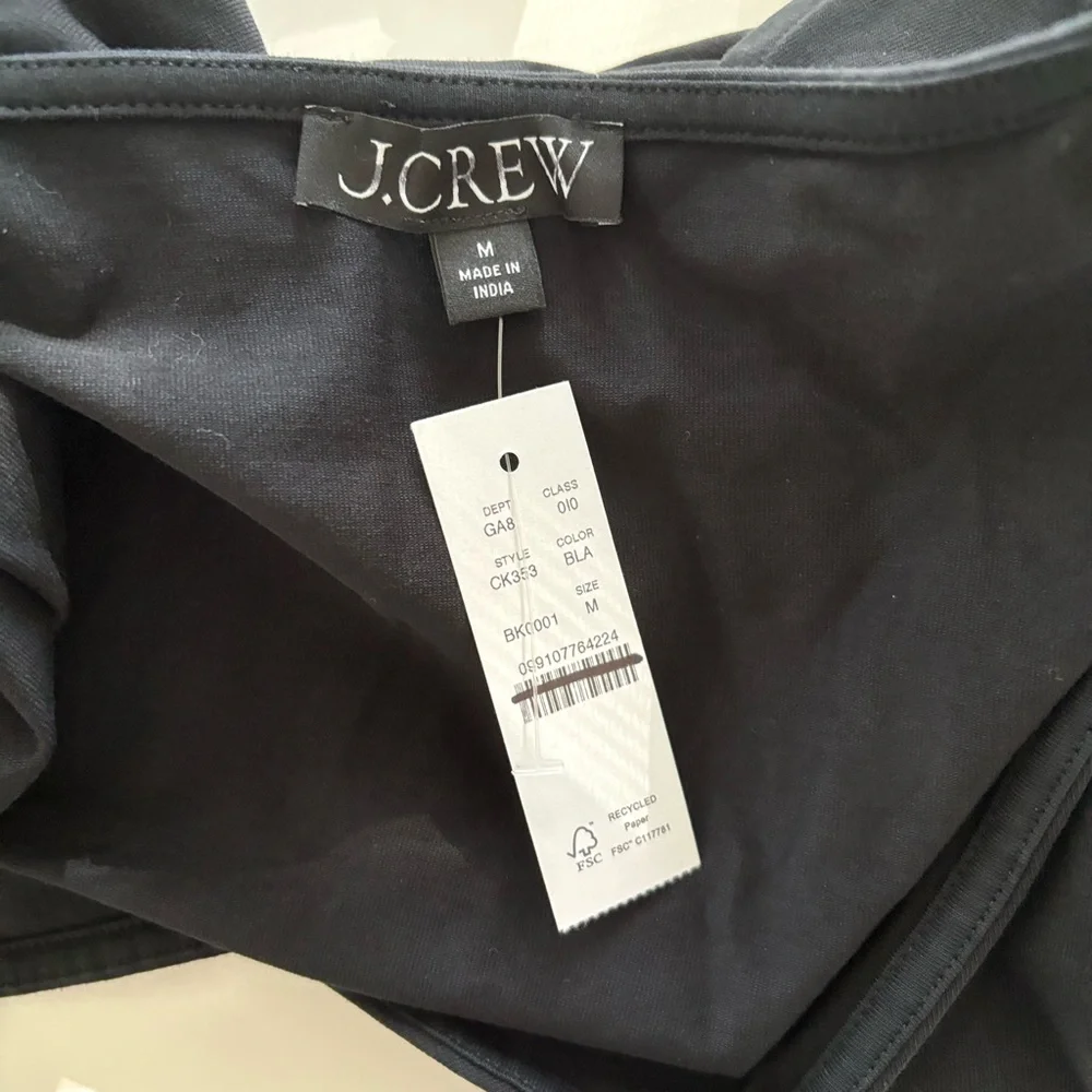 NWT J. Crew Stretch Cotton Cap-sleeve Crossover Shirt Black